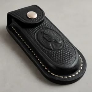 Bainha Para Canivete Em Couro Invernizado Preto